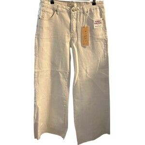 Risen Jeans Womens Size 15 Ivory Wide-Leg High Rise Tummy Control Jeans